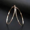 2021 Fashion Hoop Earrings With Rhinestone Circle Earring Simple Big Circle Gold Color Loop For Women
