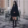 Winter est Runway Designer Women Oversized Wool Poncho Navy Cape Coat Female Cloak manteau femme abrigos mujer Thick warm 210520