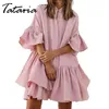 Летние шифоновые платья для женщин элегантные плиссированные юбка бабочки Свободные кнопки белый Kawaii Pink Sexy Mini платье 210514