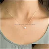 Wisiorek Naszyjniki Wisiorki Biżuteria Elegancki Uroczy Złoto Łańcuch Kobiety Panie Wedding Party Proste Geometryczne Kryształ Zircon CKOKER NEC