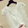 Fashion womens Clothing 3XL 4XL Plus Size blouse short sleeve ruffles lace women shirts Solid white Women Tops 4835 50 210506