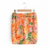 Sommar Kvinnor Skriv ut Kjolar Bohemian High Waist Sashes Sexig Mini Skirt Kvinna Casual Street Kläder 210513