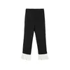 Korobov Vita alta Casual OL Donna Pantaloni Coreano Chic Flare Pantaloni Vintage Nero Bianco Patchwork Donna Jogging 210430