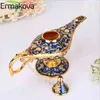 ERMAKOVA Large size Colorful Metal Genie Magic Lamp Retro ing Oil Lamp Pot Incense Home Decor Collection Souvenir 210607