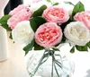 Uroczy Sztuczny Jedwab Kwiaty Dekoracyjne Kwiaty Tkaniny Róże Peonie Kwiat Dla Wedding Home Hotel Decor RD7078