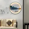 Lampy ścienne Hongcui Nowoczesne malowanie krajobrazu Kinkiety LED Round Light Creative for Home Bedside