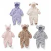 Geboren baby romper herfst winter warme fleece baby jongen meisjes jumpsuit pyjama kleding 211023