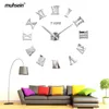 Muhsein Horloge murale moderne 3D Roman Rals Horloge de grande taille DIY Wall Sticker Horloge Décor à la maison Montre à quartz muet 210325