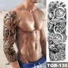 Duży Rękaw Rękaw Tatuaż Zegar Rose Cross Dragon Wodoodporna Tymczasowa Naklejka Tatto Poker Lwa Body Art Full Fake Tatoo Kobiety Mężczyźni