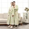 Women's Sleepwear Couples Robe Girls Warm Flannel Women Thickened Long Sleeve Bathrobe Men Coral Fleece Homewear