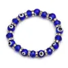 20pcs Fashion Blue Turkish Evil Eye Charm Strands Bracelets Glass Crystal Beads Bracelet For Women Girls Elastic Handmade Jewelry