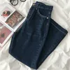 Ezgaga hoge tailleed jeans vrouwen wide been denim broek vintage streetwear blauw Koreaanse mode vrouwelijke lange broek casual 210430
