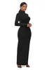 Gelber Herbst Rollkragenschlag Slim Knöchellänge Bodycon Kleid Solid Casual Paket Hüfte 5 Farben Bleistift Lange Frauen Vestido 210522