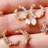 Niñas Cubic Zirconia Moon Star Peach Threaded Stud Pendientes Cobre Conejo Oso Colgante Para Mujeres Fiesta 18k Chapado en oro Blanco Rosa Azul CZ Joyería Regalo