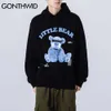 Gonthwid blindfolded leksak björn utskrift hooded sweatshirts streetwear hip hop män casual hajuku hoodies mode pullover toppar man 210813