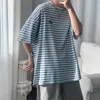 Par Casual Short Sleeve Tshirts Man Stripe Loose 2021 Mode Man Kläder