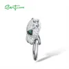 SANTUZZA pendentif en argent pour femmes pur 925 argent Sterling brillant blanc panthère vert noir spinelle délicate fête Fine bijoux 21032765895