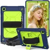 Tri Layer 360 Degree Rotation Kickstand Shoulder Strip Shock Bevis Case Cover för Samsung Galaxy Tab S6 Lite 10.4 P610 P615 A7 T500 Tab A 10.1 T515 T510 10PC / LOT