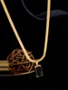 Halsband Titanium 18K Gold Chain Green Black Stone Pendant Halsband Kvinnesmycken T Show Runway Designer Club Japan Korean