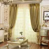 Custom Curtains Luxury High Grade European Living Room Solid Gold Thick Bedroom Blackout Curtain Tulle Valance Drape Curtain 210712