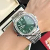 Novos 40mm 5711 / 1300A-001 Sport Watches Miyota 8215 Mens automático Assista Verde Textured Dial Black Leather Strap Big Square Diamond Bezel Gents Relógios