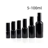 Großhandel schwarze Glassprühflaschen 5 ml 10 ml 15 ml 20 ml 30 ml 50 ml 100 ml leere kosmetische Verpackungsbehälter mit Pumpsprüherkappe