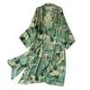 Teelynn зеленый цветочный принт шифон кимоно женские блузки рубашки с длинным рукавом лето халат Boho пляж одежда бикини накрытие Vestidos 210323