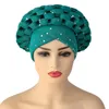 قبعة قبعة/قبعات جمجمة African Auto Gele Aso Oke Headties المسلمة العمامة النيجيرية الزفاف جاهزة لارتداء Autogele Head Wraps Pros22