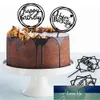 Parti 20 adet / takım Mutlu Doğum Günü Pastası Topper Altın Siyah Pembe Akrilik Glitter Cupcake] Tatlı Süslemeleri