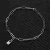 Charm Bracelets Silver/Gold Color Stainless Steel Paper Clip Link Chain Lock Bracelet For Woman Men Metal Pendant5011340