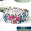 Huitan cristal CZ coloré papillon fleur anneaux pour les femmes mode danse fête fille bague cadeau romantique bijoux élégants