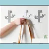 Robe Hooks Bathroom Hardware Bath Home & Garden Cactus Shaped Self Adhesive Clothing Display Racks Key Holder Wall Hook Coat Hanger Cap Room