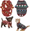 8 Color Cotton Dog Apparel Dogs Christmas Clothes Puppy Shirt Pup Pet Santa Snowman Costume for Small Doggy and Cats Gingerbread Man Elk Snowflake S Red A86