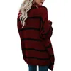 Kobiety Oversized sweter Moda Moda Jesień Zima Długa Stripe Płaszcz Dzianie Kardigan Kurtka Ponchos i Capes Ey * 210812