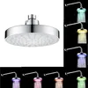 Round 6 Inch Stainless Steel Bathroom RGB LED Lamp Shower Head Temperature Sensor Rainfall With Color Cha Bath Accessory Set RRD7091