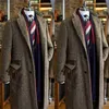 Новые коричневые мужские костюмы Tweed Notch Osal Terno Masculino Earrdbone Classic Men Suit Custom Made