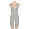 Zomer vrouwen sexy sport gebreide jumpsuit streetwear magere bodycon backless solide jumpsuits romper playsuit voor vrouwen 210326