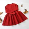 HoneyCherry automne hiver filles laine tricoté pull bébé robe robes pour fête et vêtements de mariage 211231