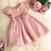 Girl's Dresses Toddler Girls Tutu Dress Party Lace Wedding Birthday For Girl Pearls Bow Kids Clothes Casual Wear Children Clothing