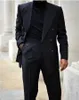 زي أوم أزياء الرجال الدعاوى السوداء مزدوجة الصدر الذروة التلبير masculino terno يتأهل العريس السترة 2 قطع سترة + بانت x0909