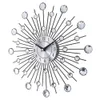 33cm Vintage Metal Cristal Sunburst Parede Relógio Luxo Diamante 3d Grande Morda Relógio De Parede Da Parete Relógio Design Home Decor 210929