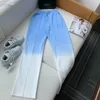 New design women's elastic waist gradient color cotton fabric logo print sports long trousers jogger pants