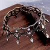 Forseven Vintage Zwart Kleine Tiara's Rhinestone Crystal Bridal Crown Dames Diadem Headpiece Sieraden Bruiloft Haaraccessoires JL H0827