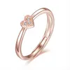 Diamond Heart Ring Band Finger Nail Rose Gold Justerbar öppen silverengagemang Wedringar för kvinnor Fashion Jewelry Will och Sandy