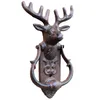 2 Pieces Cast Iron Reindeer Door Knocker Home Decor Deer Stag Head Doorhandle Doorlatch Country Rural Metal Crafts Gate Decoration Mounted Vintage Antique Animal