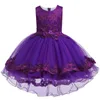 New Year Girls Lace Flower Christmas Princess Elegant Kids Trailing Dresses Baby Children Clothing Dress Party Costume Clothes G1129