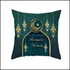 Autres textiles de maison Textiles Jardin 45 * 45cm Taie d'oreiller musulmane Er Ramadan Décoration pour siège Canapé Coussin Lune Lanterne Jeter Eid Mubarak D