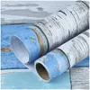 Art3D 17.7inx78.7in Peel and Stick Wallpaper - Decoratieve Zelfklevende Film Houtkorrel Wallpapers voor Meubelkast Countertop Plank papier, blauw