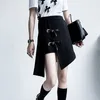 Yamamoto imprimé taille haute Shorts femmes été cuir noir boucle Streetwear jupes femme marée 210427