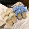 Zomer vrouwen slippers trendy 's sandalen 2021 fee wind net garen vierkante kop kleinigheid dikke bodem comfortabele sho